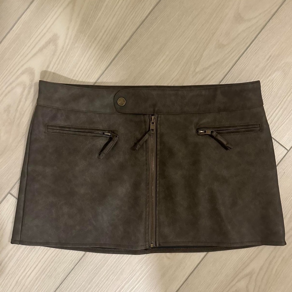 Brown Leather Mini Skirt